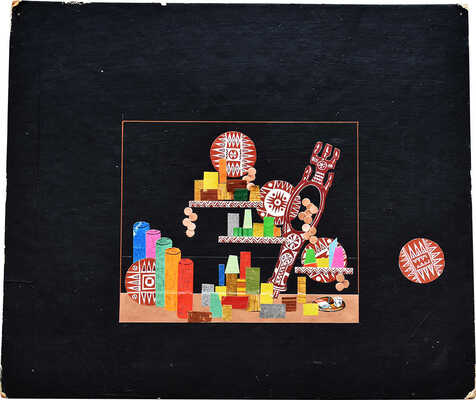 Неизвестный художник. Лот из 7 эскизов оформления выставочных павильонов